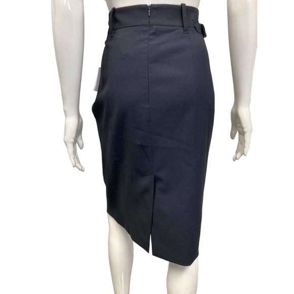 RED VALENTINO Navy Blue Wool Blend Straight Knee Length Skirt Size 44 US 8 - Picture 3 of 5